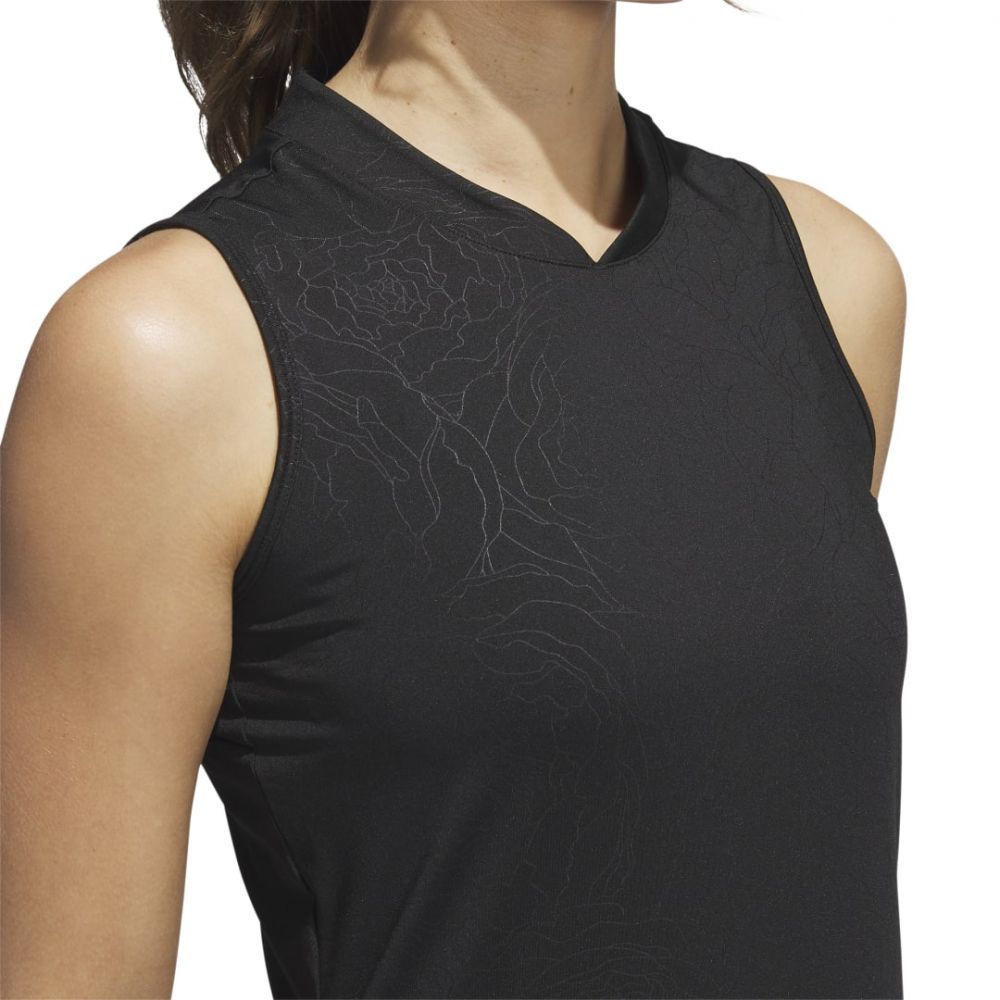 Adidas Women's Embossed Sleeveless Polo 2023 - Black