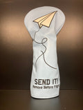 BLUE Headcover w/ White Paper Airplane - SEND IT! Headcover