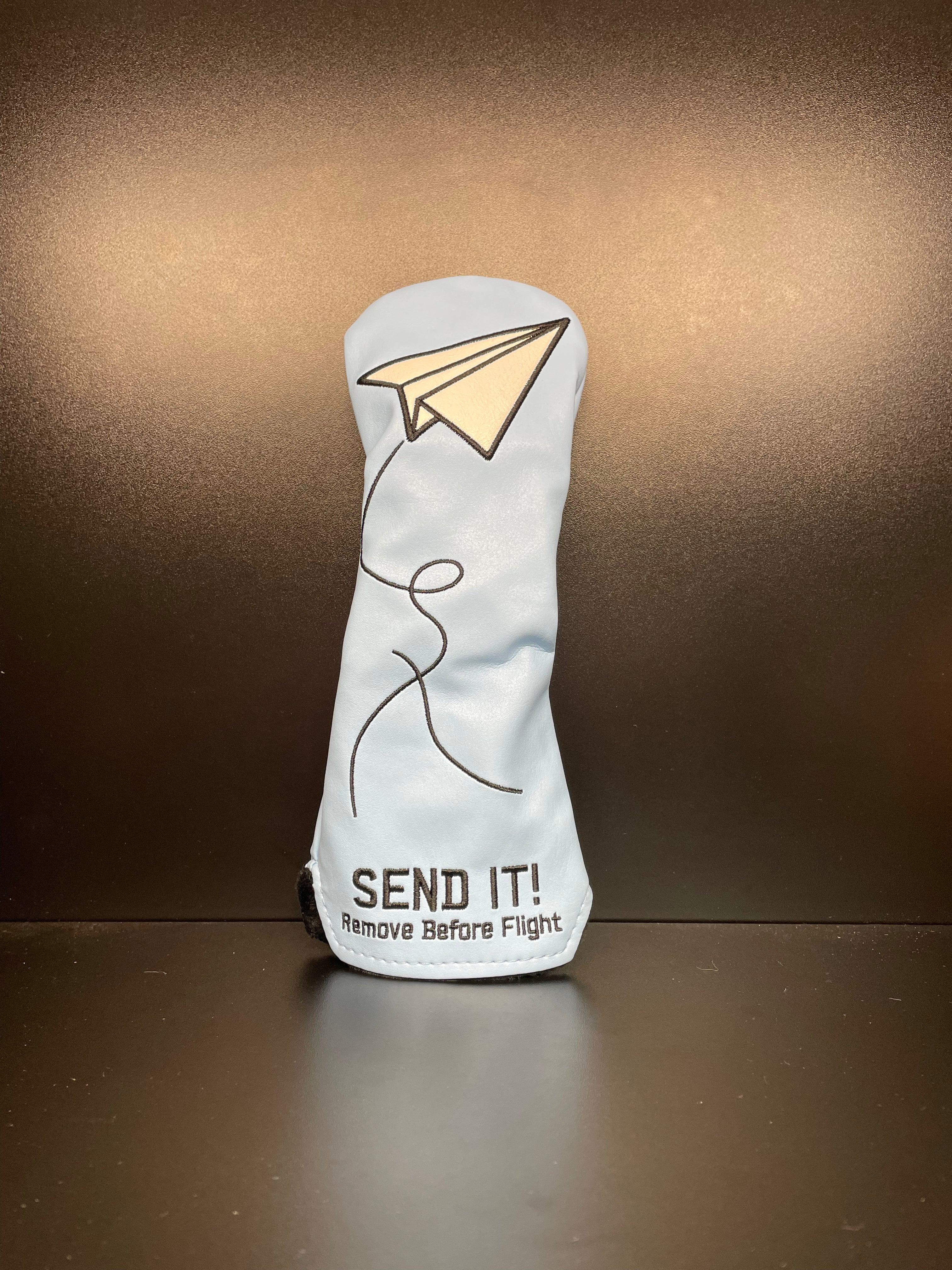 BLUE Headcover w/ White Paper Airplane - SEND IT! Headcover